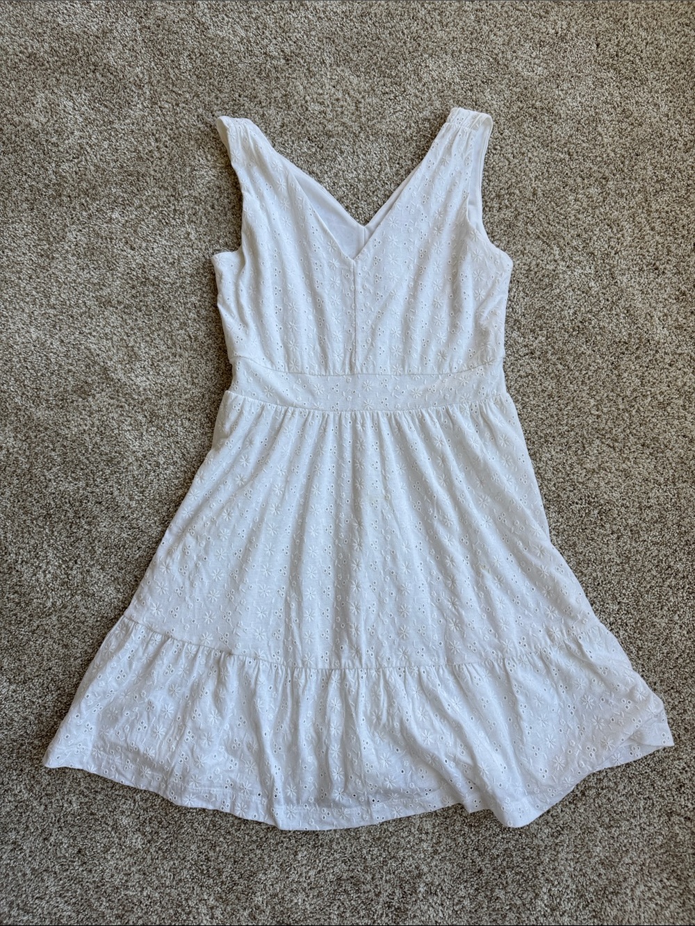 LOFT White eyelet Textured Mini Dress